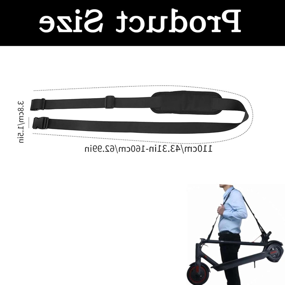 Draagband - Schouderband - Transport Hulpmiddel - Verstelbare Lengte - 30 cm - Zwart