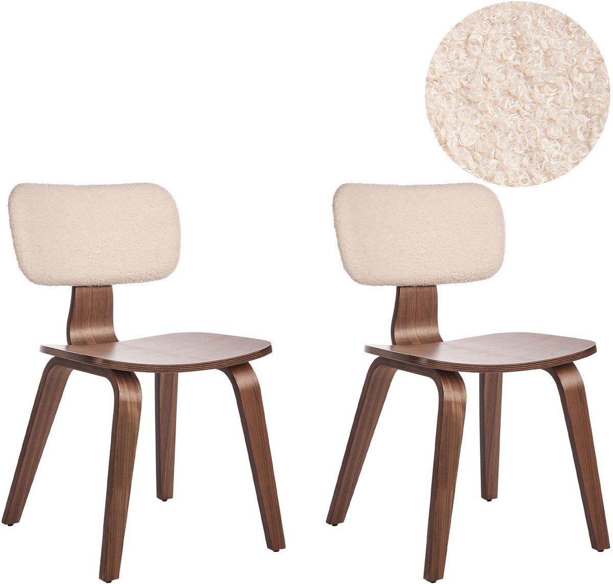 Beliani LUCINDA - Eetkamerstoel set van 2 - Donkerbruin/Lichtbeige - Bouclé