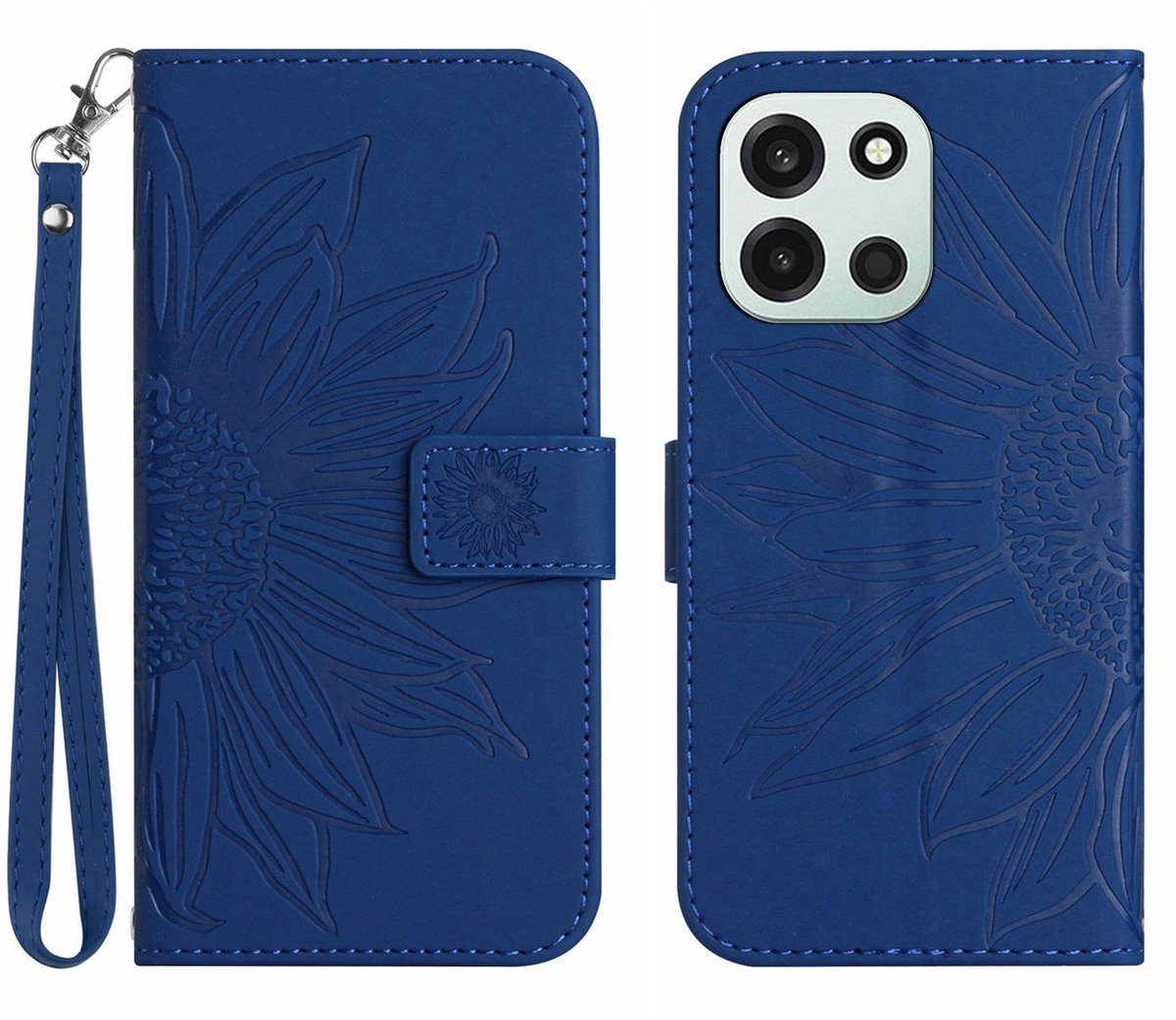 Coverup Hoesje - Geschikt voor OnePlus Nord 6 Hoesje - Coverup Zonnebloem Book Case met Koord - Blauw