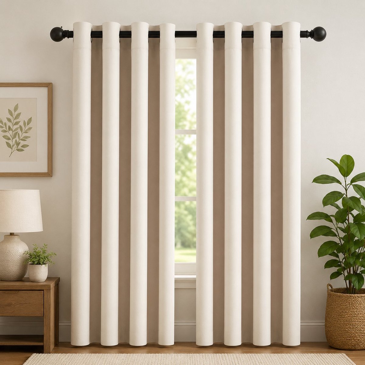 Verduisteringsgordijn Beige 140x225 cm Thermisch Woningisolatie met Oogjes - Nazik Living