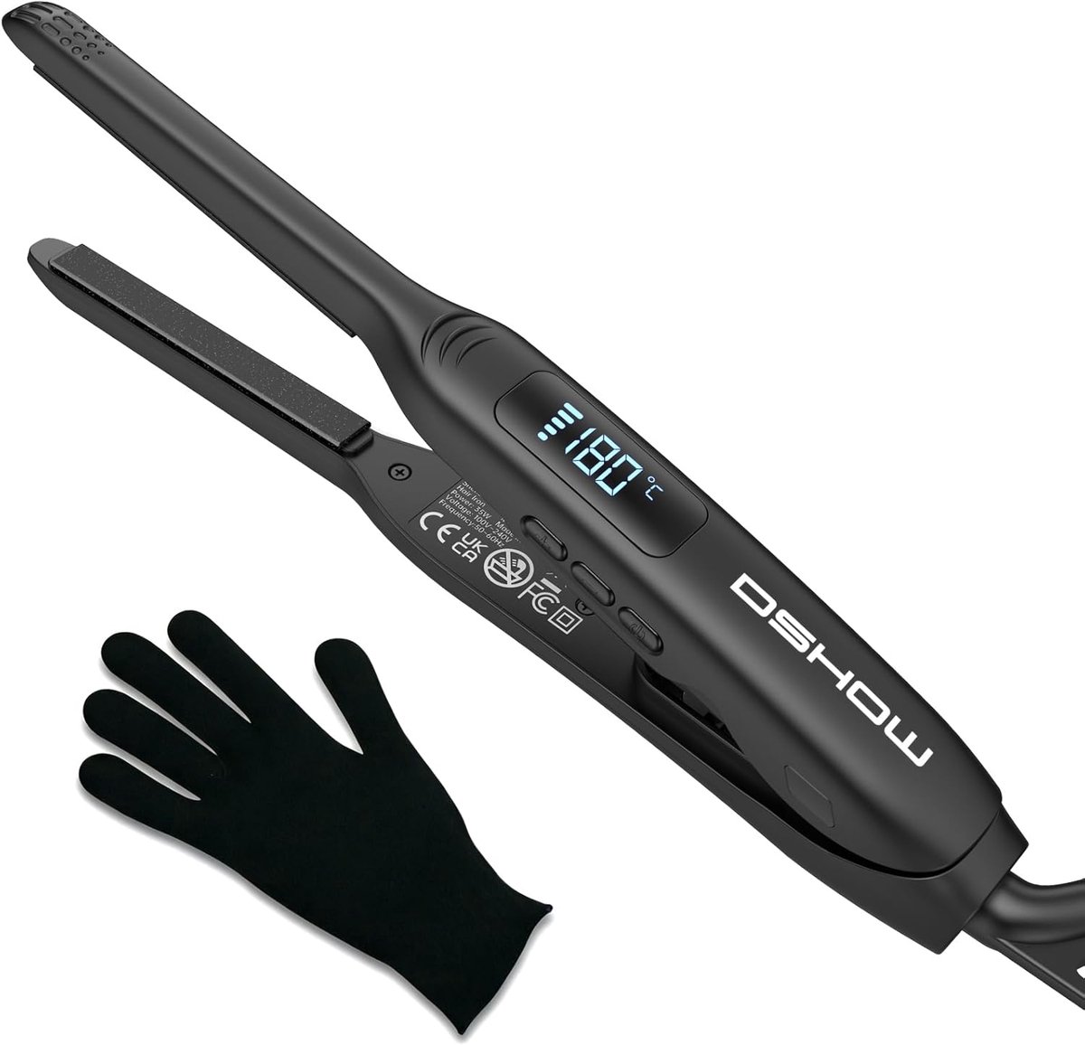 Thijox - DSHOW Mini-stijltang 2-in-1 voor Krullen en Gladmaken - Perfect voor Baard en Pony - Geschikt voor Alle Haartypes en Kort Haar - Compact en G