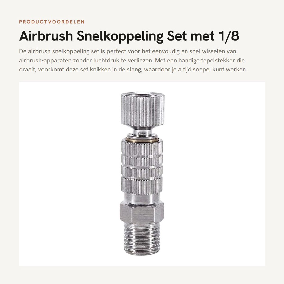 Inovra - Airbrush Snelkoppeling Set met 1/8 inch Adapter en Luchtslang