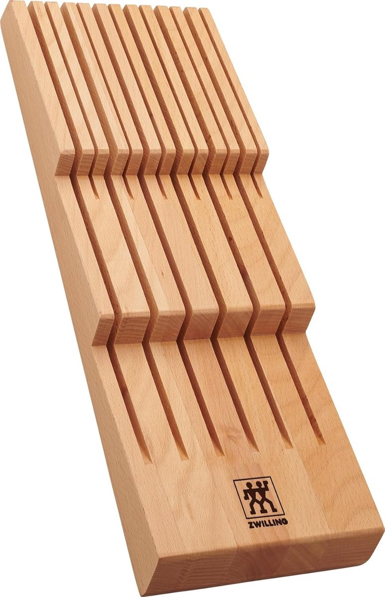 SnelShoppen - Messenhouder voor Lade, Organiser voor 12 Messen, Houten Messenblok 41x15,5x4,8 cm, Keukenaccessoire voor Koks, Messeninzet voor Keukenk