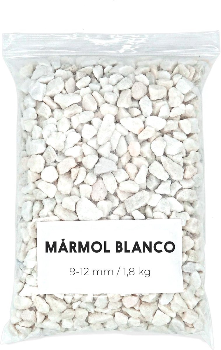 Thijox - Wit grind 1,8 kg - Decoratief grind voor aquarium en buitenshuis - Natuurlijke steen 9-12 mm - Bloempotstenen voor planten en vazen