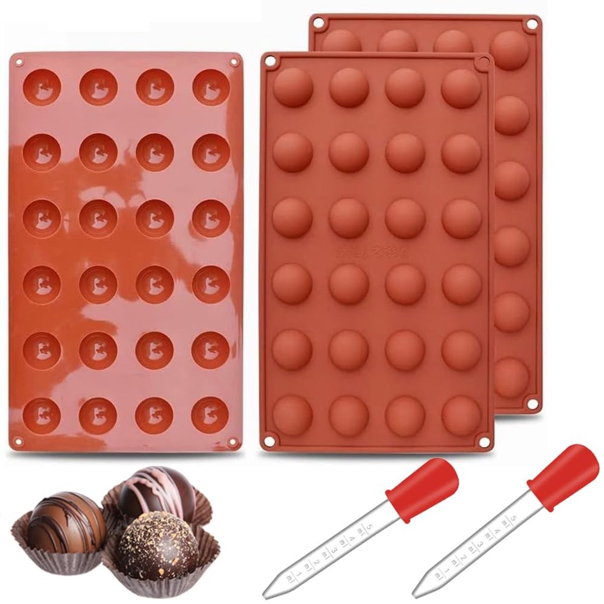 Dailygoods - Siliconen Halve Bolvorm Mal - 3-Pack voor Chocolade en Cake
