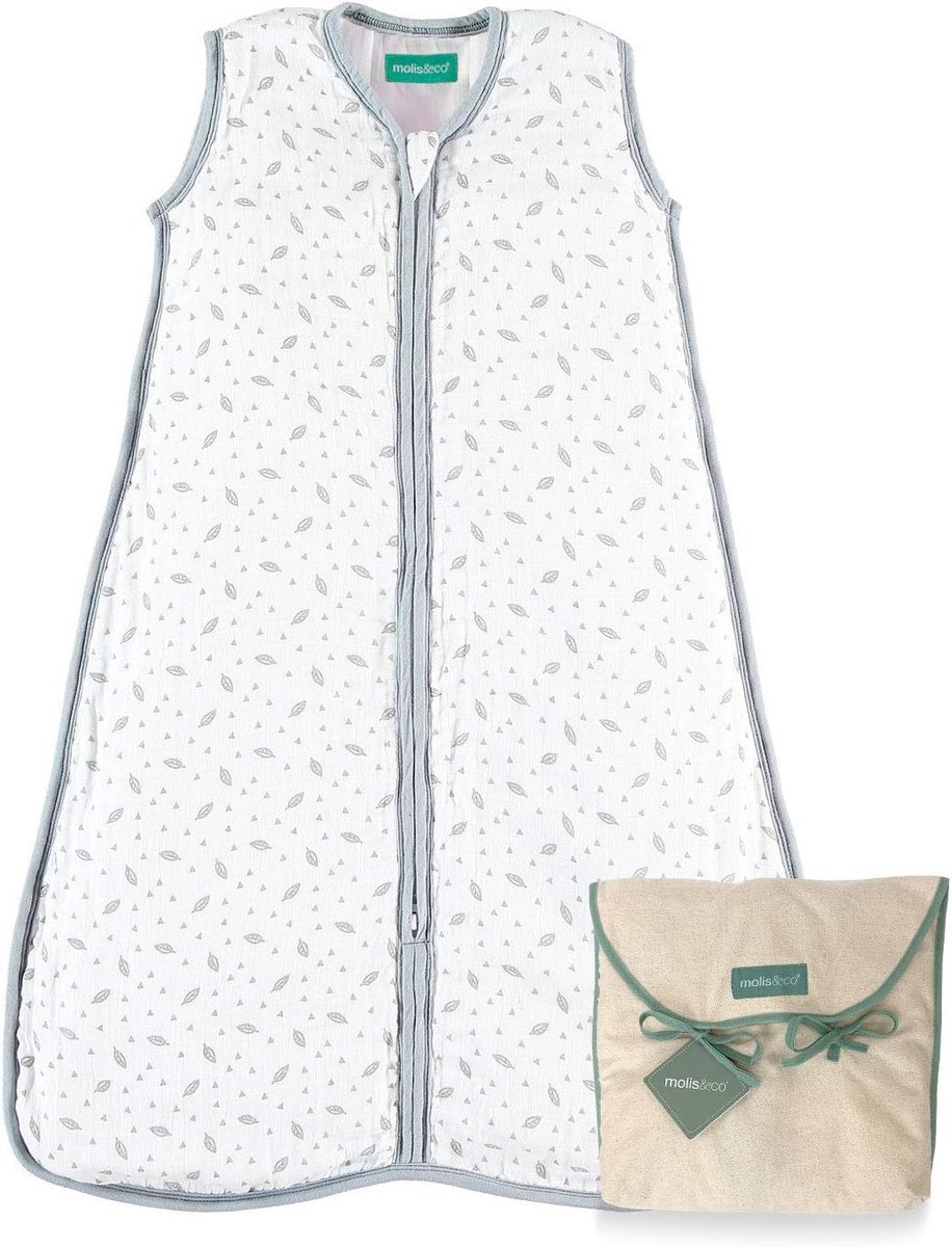 Thijox - Babyslaapzak Unisex Grey Leaf - Ideaal voor Lente en Herfst - TOG-waarde 1.0 - Zacht, Licht Gewatteerd, 6-18 maanden - Ruim voor Vrije Bewegi