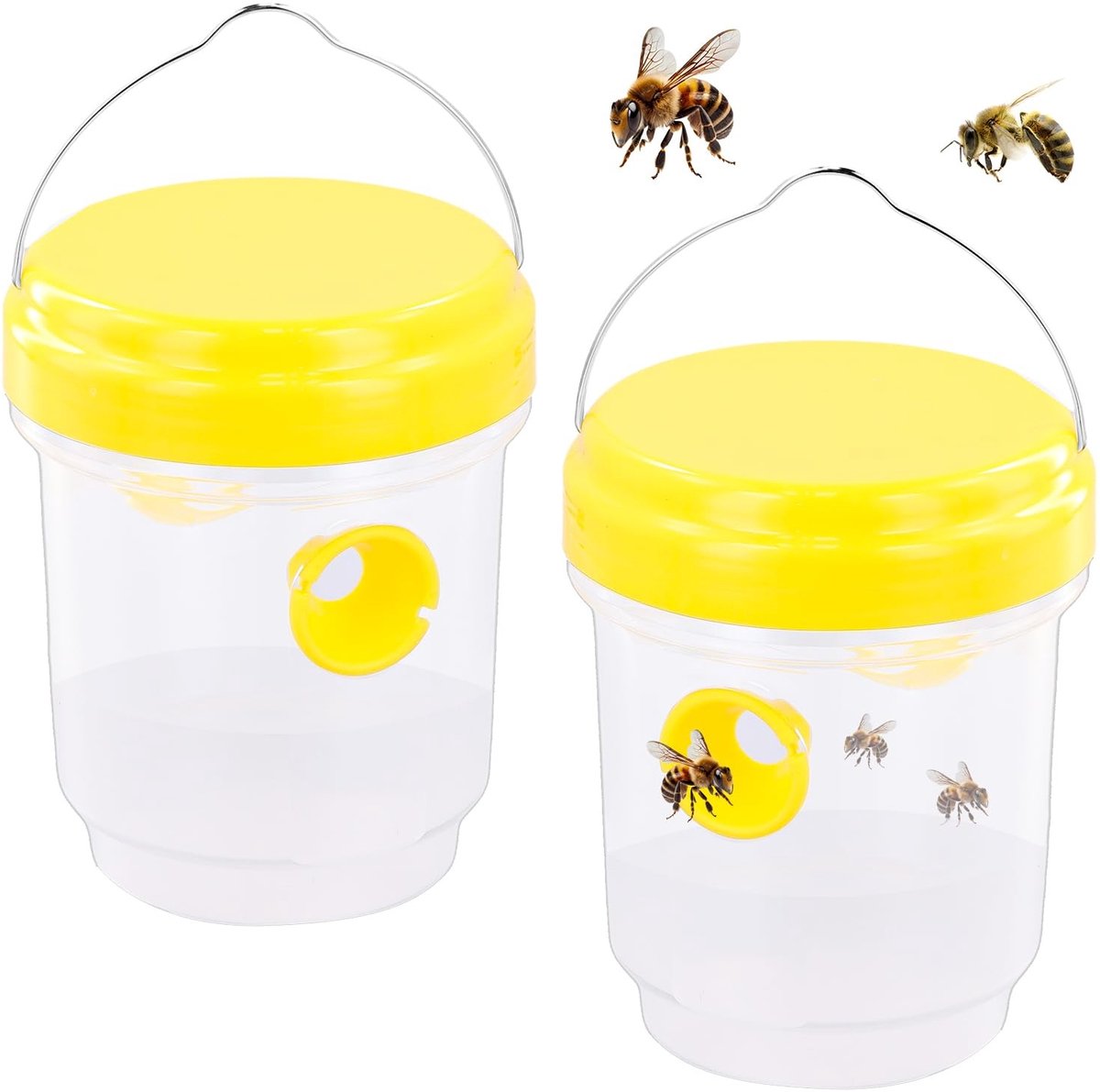 Dailygoods- Insectenval Herbruikbaar - 2 Stuks - Vliegenval voor Binnen/Buiten - Wespenval - Veilig voor Bijen - Kunststof Geel/Transparant - Afmetingen 9 x 13 cm
