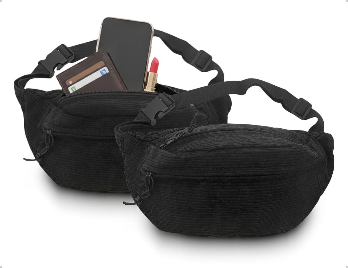 Dailygoods- Buiktas Dames - Corduroy Heuptas - Verstelbare Schouderriem - Geschikt voor Outdoorsporten - Ideaal voor Fietsen/Reizen - Duurzaam Materiaal