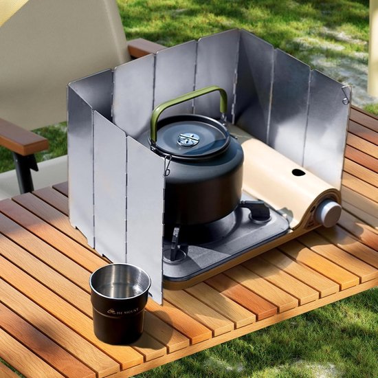 Thijox - Windscherm Gasfornuis - 10 Stuks Opvouwbaar Aluminium Windbescherming - Ideaal voor Camping, Outdoor Koken, Barbecue, Picknick - Kooktoestel van Thijox — afbeelding 5