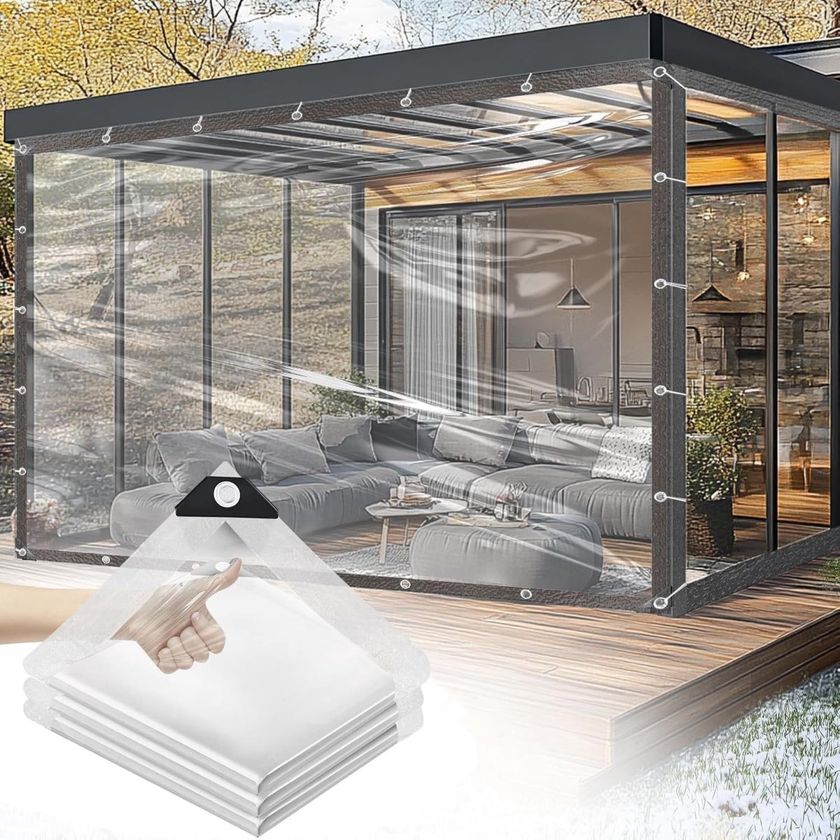 Dailygoods- Dekzeil 1,5x3m - Doorzichtig - Scheurvast - Waterdicht - Duurzaam - Hoogwaardig polymeerhars - Zeil