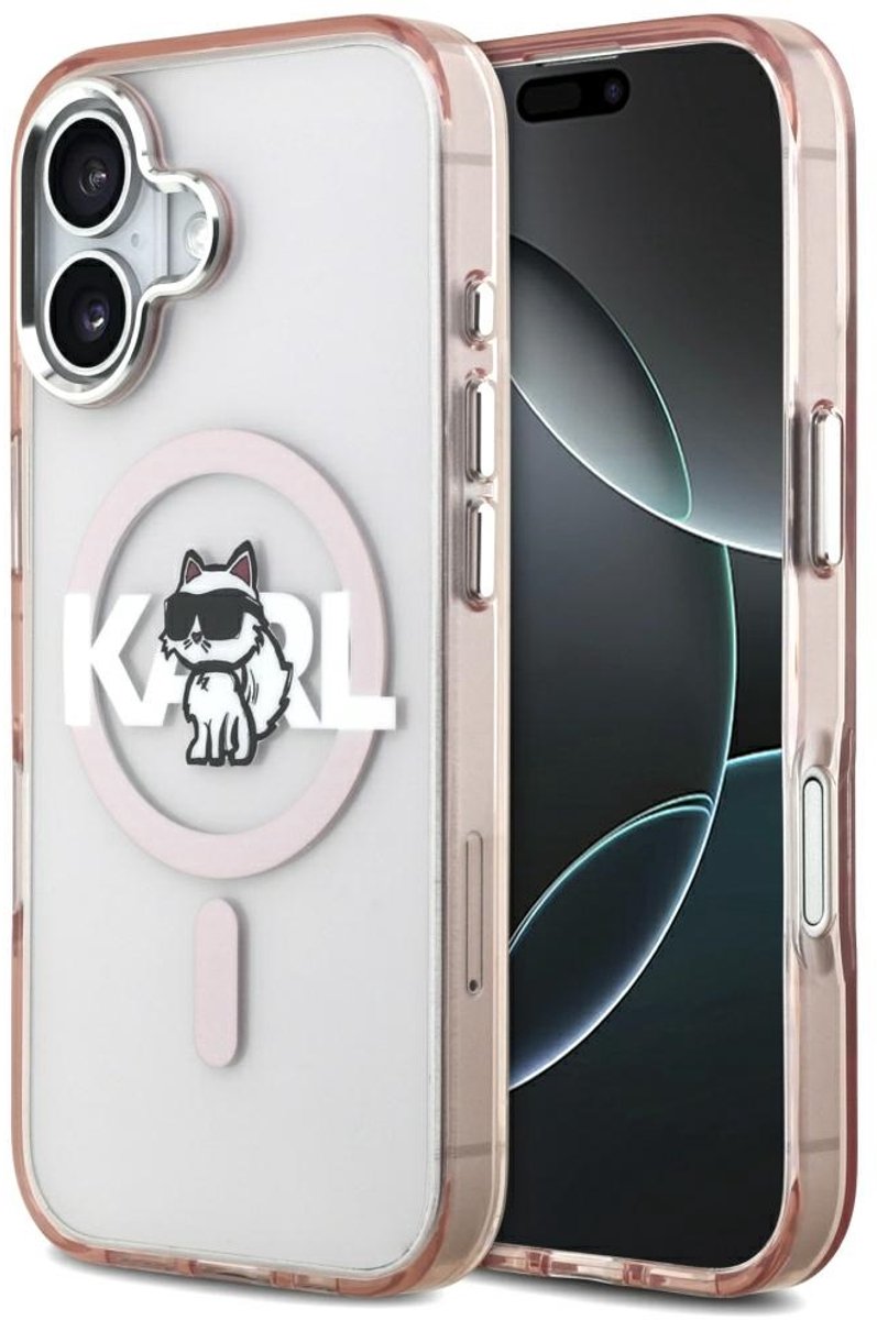 Karl Lagerfeld IML Choupette Sketch Logo MagSafe Hoesje voor iPhone 17 Roze