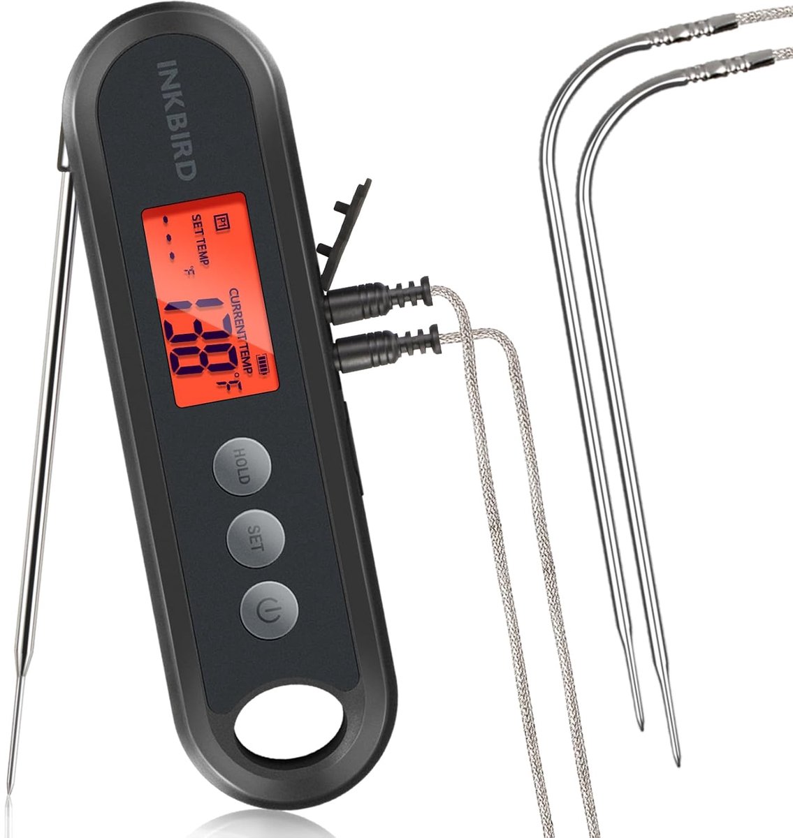 Thijox - Digitale Vleesthermometer met 2 Externe Sondes, BBQ Thermometer IHT-2XP voor Keuken, Barbeque, Smoker, Perfect voor Grillen en Koken