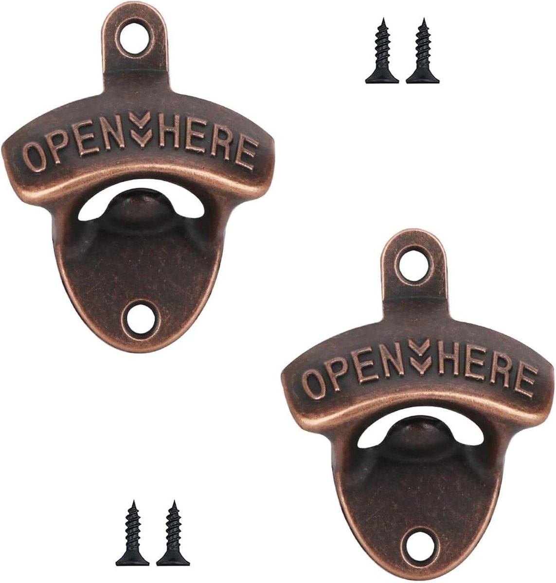 Thijox - 2 stuks Wandflesopener - Zinklegering Bieropener Muur - Koperen Flesopener voor Thuis, Bar, Keuken, Terras, Restaurant - Ideaal voor Feest, C