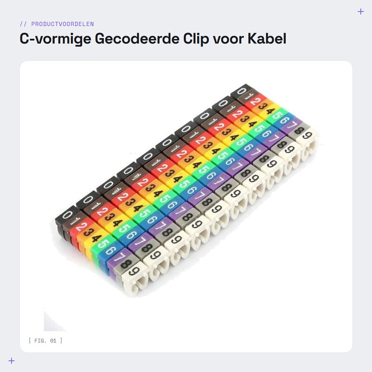 Dailygoods- Draadlabel C-vormig - Kabelmarkering - 10 Stuks - Geschikt voor Draaddiameter 0,75-7,0 mm - Hoogwaardig Kunststof - Kleurgecodeerd - Kabelmarker