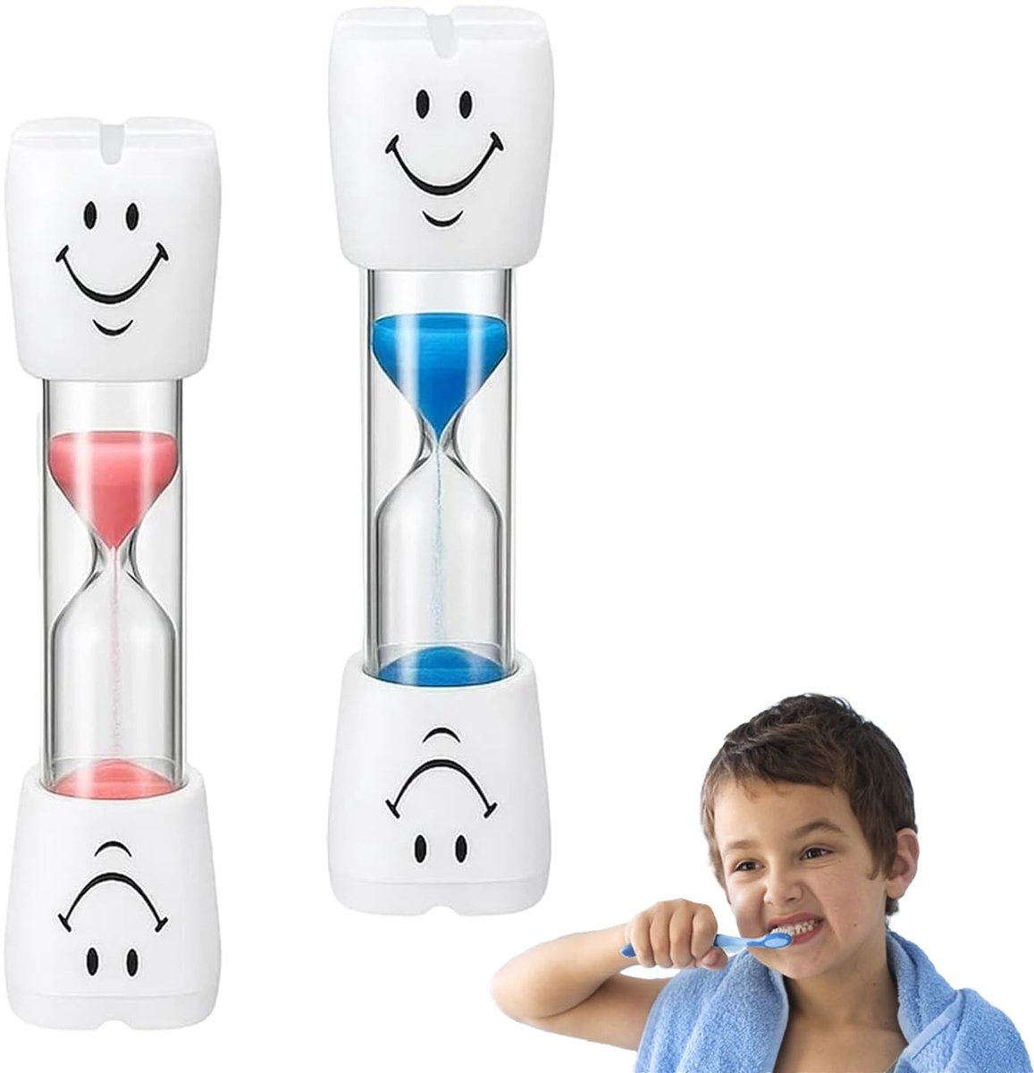 Dailygoods - Glimlachende Zandlopers voor Kinderen - 3 Minuten Timer voor Spelletjes en Keuken