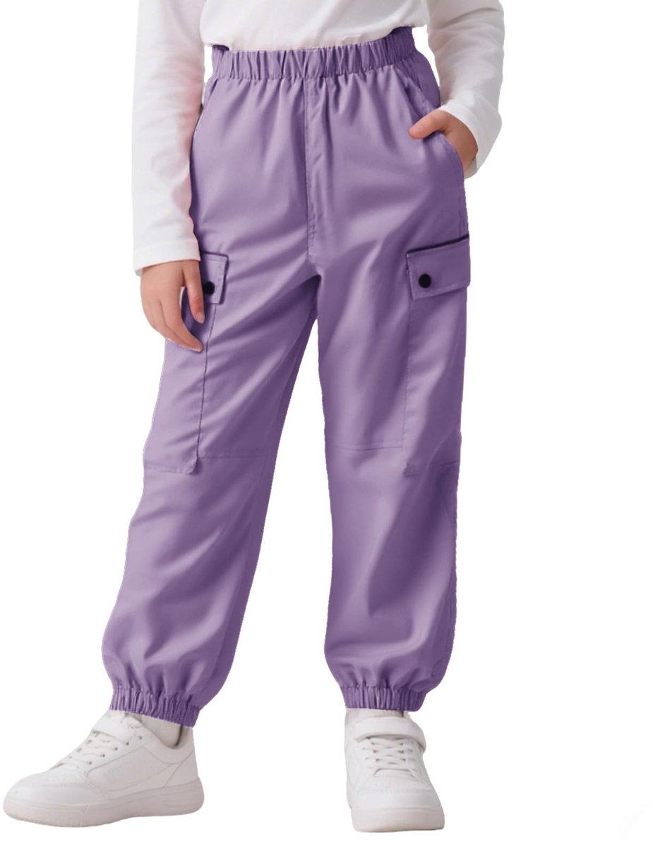 Dailygoods - Cargobroek Jongens Meisjes Waterdichte Winddichte Joggingbroek Ademend Mesh Voering Trekkingbroek met Elastische Tailleband en Zakken Sportbroek voor Kinderen 7-14 Jaar