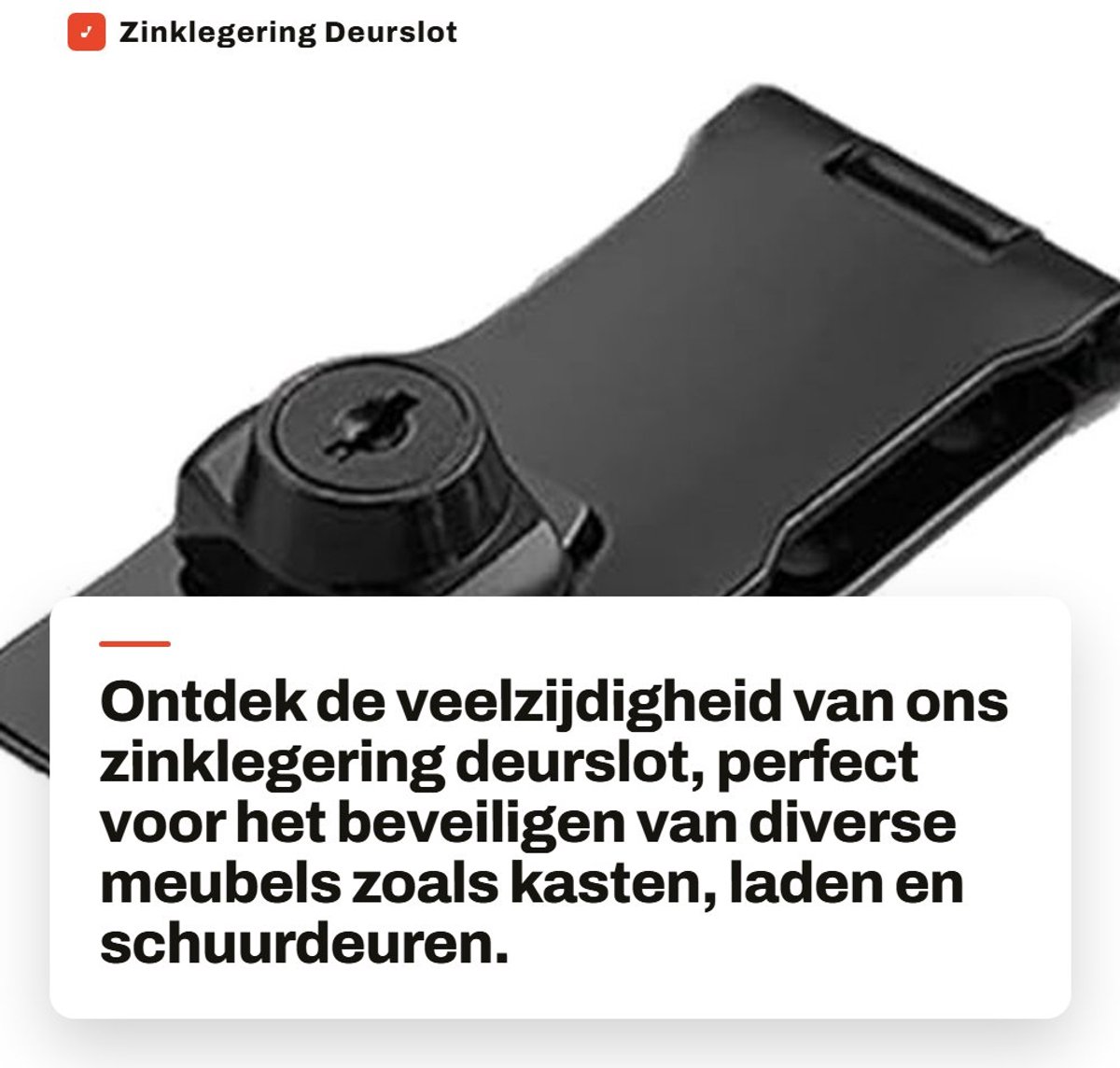 Dailygoods- Deurslot Zwart - Hasp/Meubelslot - Zinklegering/IJzer - Veiligheidsgesp - Duurzaam/Slagvast - Eenvoudige Installatie