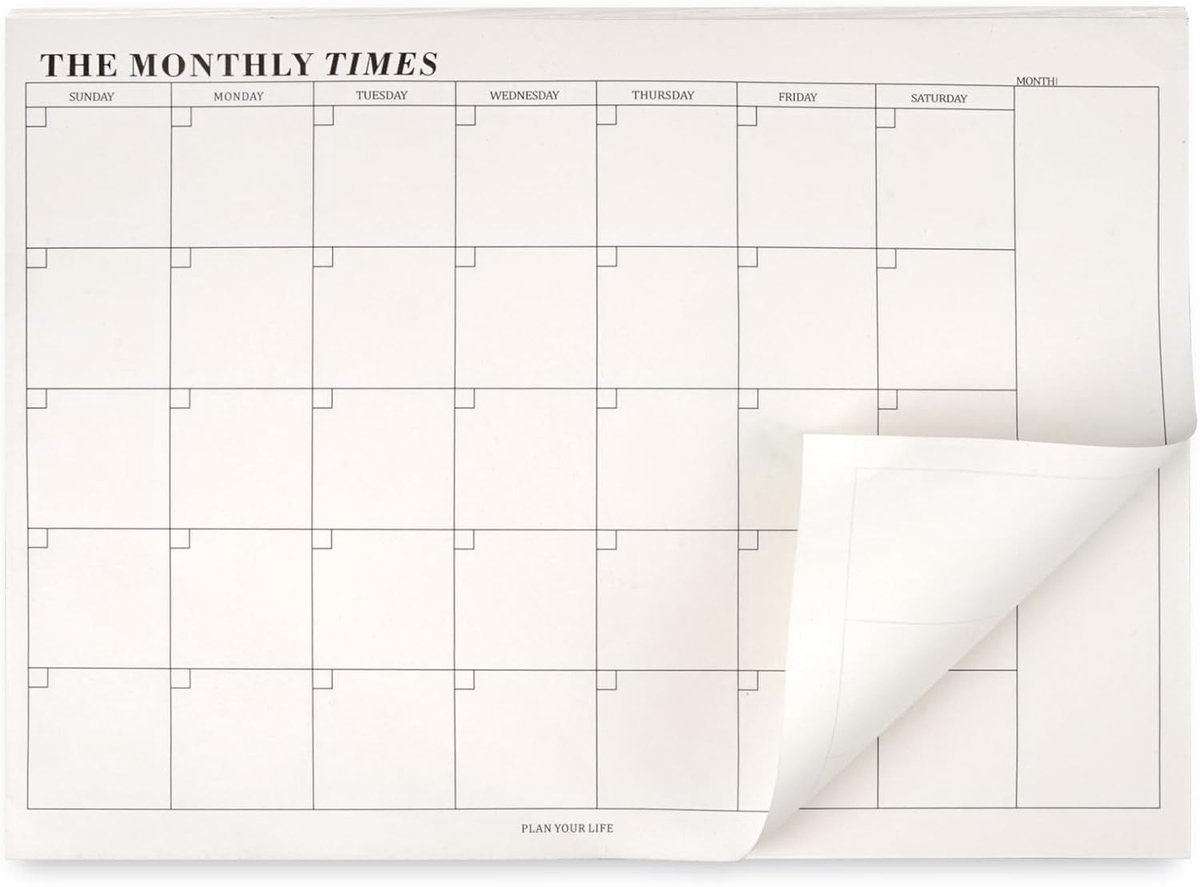 Dailygoods- Maandplanner 60 Vellen - Maandoverzicht - Afsprakenplanner - To-Do Lijst - 24,5x17,5 cm - Hoogwaardig Papier - Planningsboek