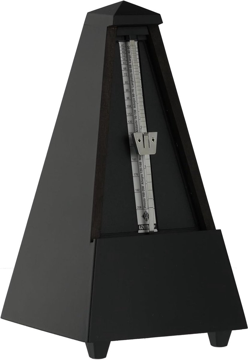 Thijox - Mechanische Metronoom Taktell Piramidevorm Maelzel Serie 810 - Massief Houten Behuizing - Zwart Mat - Opwindbaar - Geen Batterijen Nodig - Ma