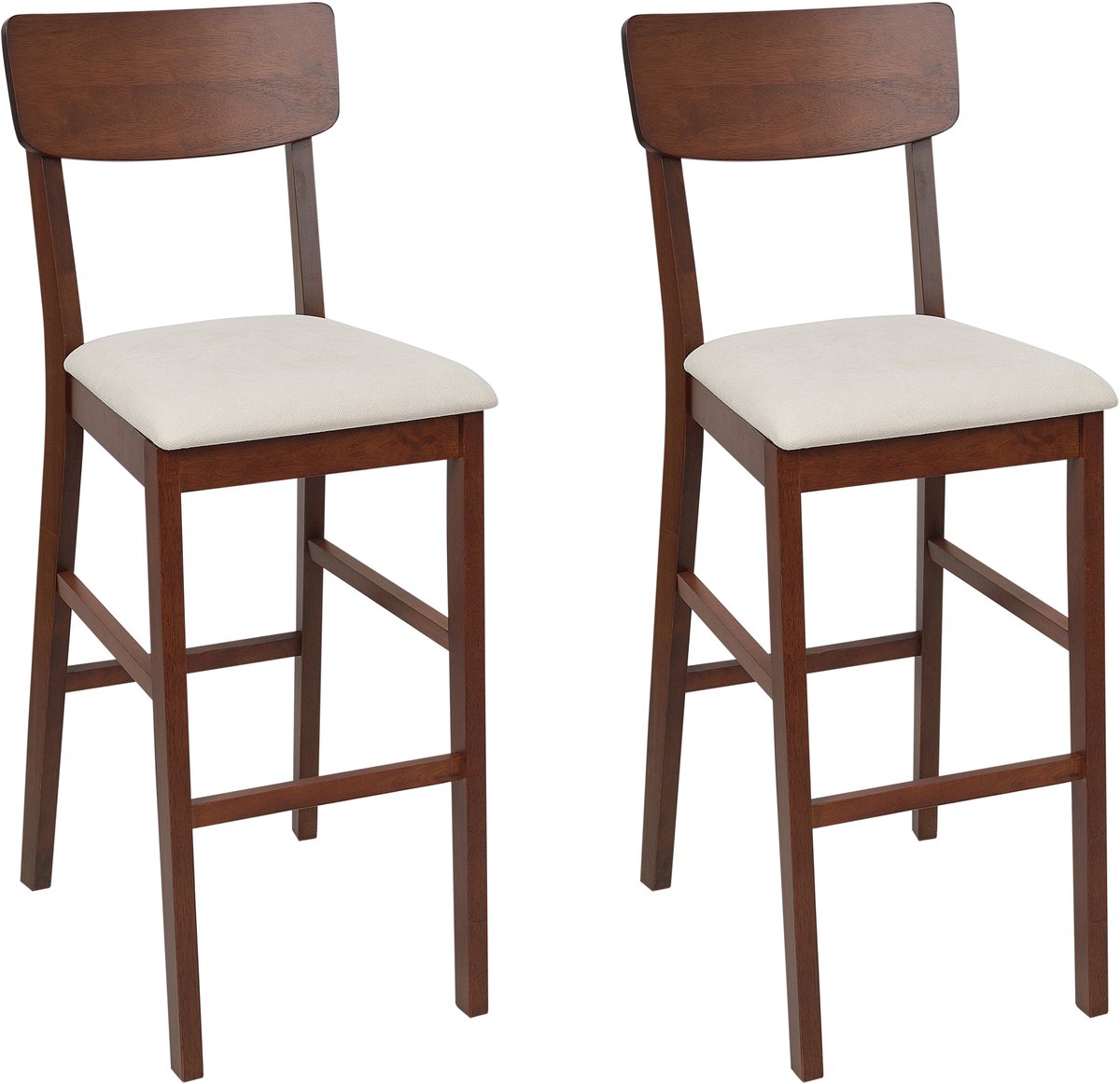 Beliani AMBLER - Barkruk set van 2 - Lichtbeige - Hout Bruin