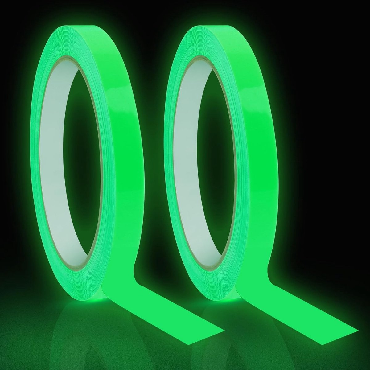 2 Rollen Fluorescerende Reflecterende Plakband 1cm x 10m voor Nachtdecoraties, Waterdicht en Veiligheidsmarkering voor Trappen en Muren