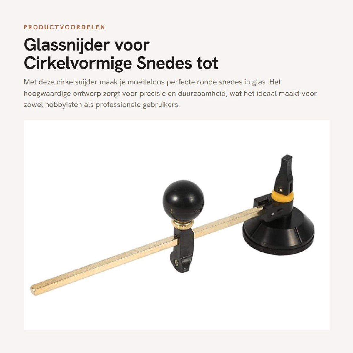 Dailygoods- Cirkelsnijder 40 cm - Verstelbare Cirkelsnijder - Kompasstijl - Hoogwaardig Rubber/Aluminium - Antislip Handgreep - Duidelijke Schaal - Glasbewerking