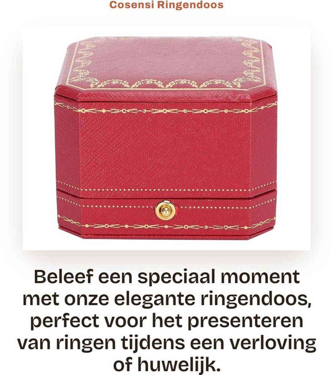 Dailygoods- Ringdoos Elegant - Sieradendoos - Ringdoosje Huwelijk - Ringdoosje Aanzoek - Fluwelen Voering - Roestvrijstalen Knopen - Sieradenbox