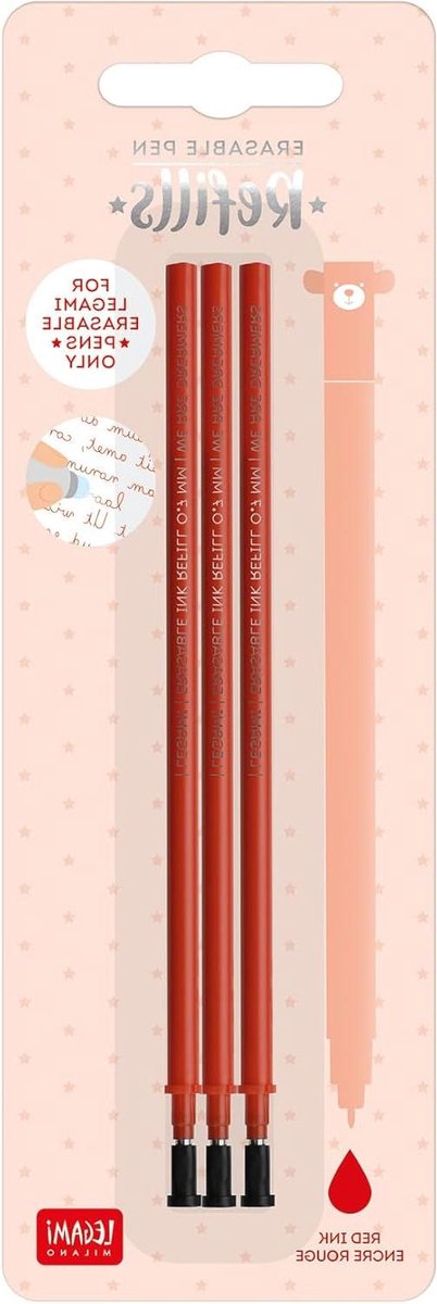 Uitwisbare Gelpennen - Thermogevoelige Inkt - Fouten Corrigeren - Set van 3 - 13 cm Hoogte - Rood