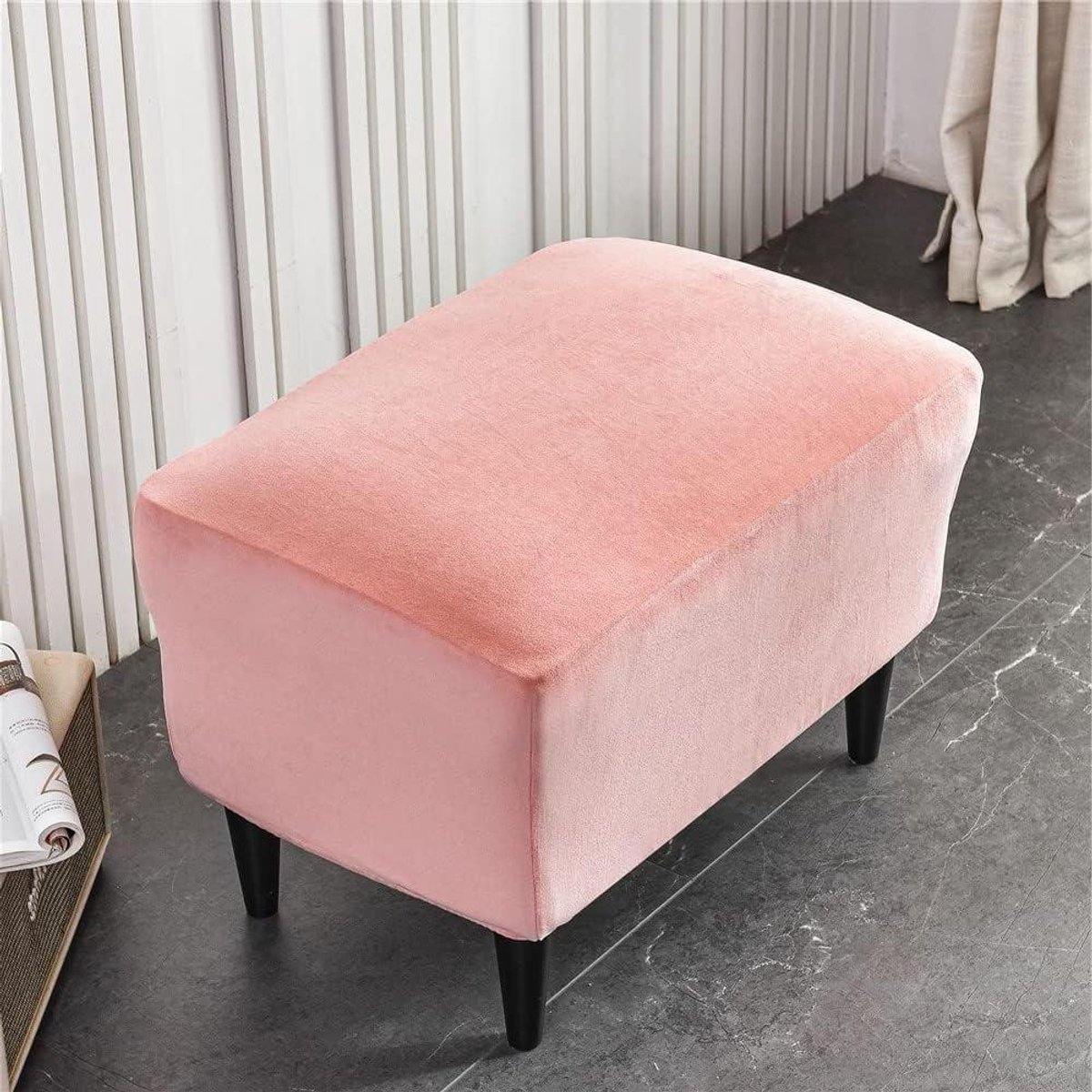 Pouf Oversteek - Voetenbankhoes - Meubels Beschermen - Volledige Bescherming - 60x40x44 cm - Roze