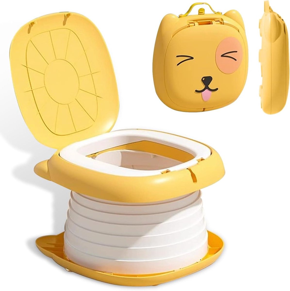 Kinder Toilet - Draagbaar Potje - Zindelijkheid Trainen - Opvouwbaar en Stabiel - 980 gram - Geel
