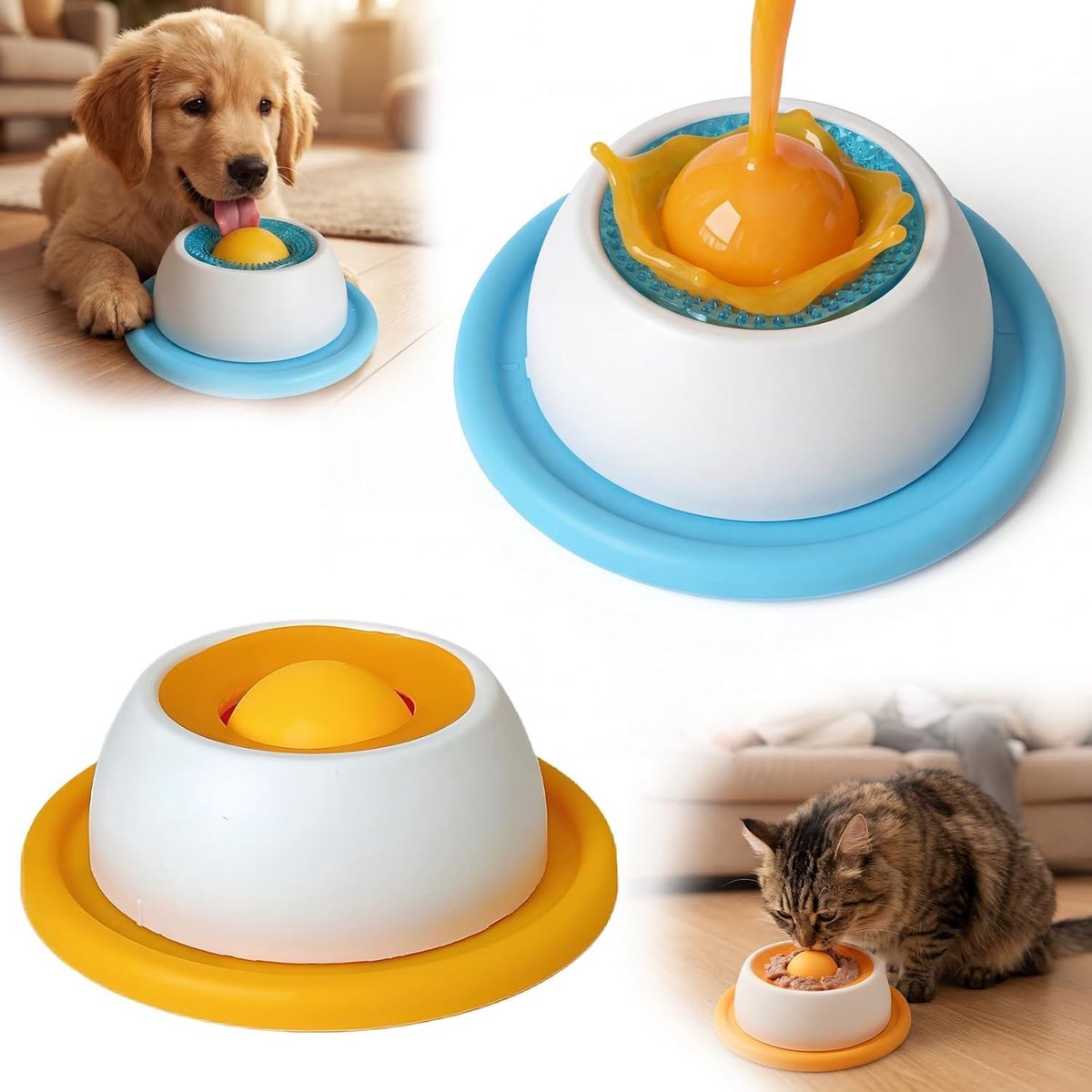 SnelShoppen - 2 Stuks Honden Lick Bal - Interactief Hondenspeelgoed, Antislip Lick Mat voor Gezonde Spijsvertering, Geschikt voor Honden, Katten en Pu