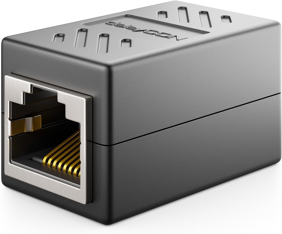 Thijox - RJ45 Koppeling 1000 Mbit Gigabit LAN Kabel Verlengkabel Netwerkkabel Ethernet Adapter voor Cat8, Cat7, Cat6, Cat5 - Zwart - 2X RJ45 Aansluiti