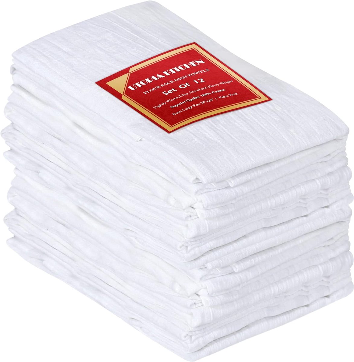 SnelShoppen - Meelzak Handdoeken Set 12 Stuks - 100% Katoenen Keukenhanddoeken 71x71 cm - Absorberende Vaatdoeken voor Keuken, Opruimen, Afdrogen, Fee