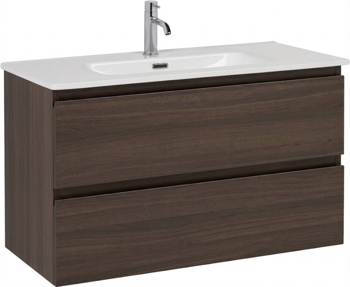 Saqu Arvid badmeubel incl. keramische wastafel 90x47x57cm warm eiken