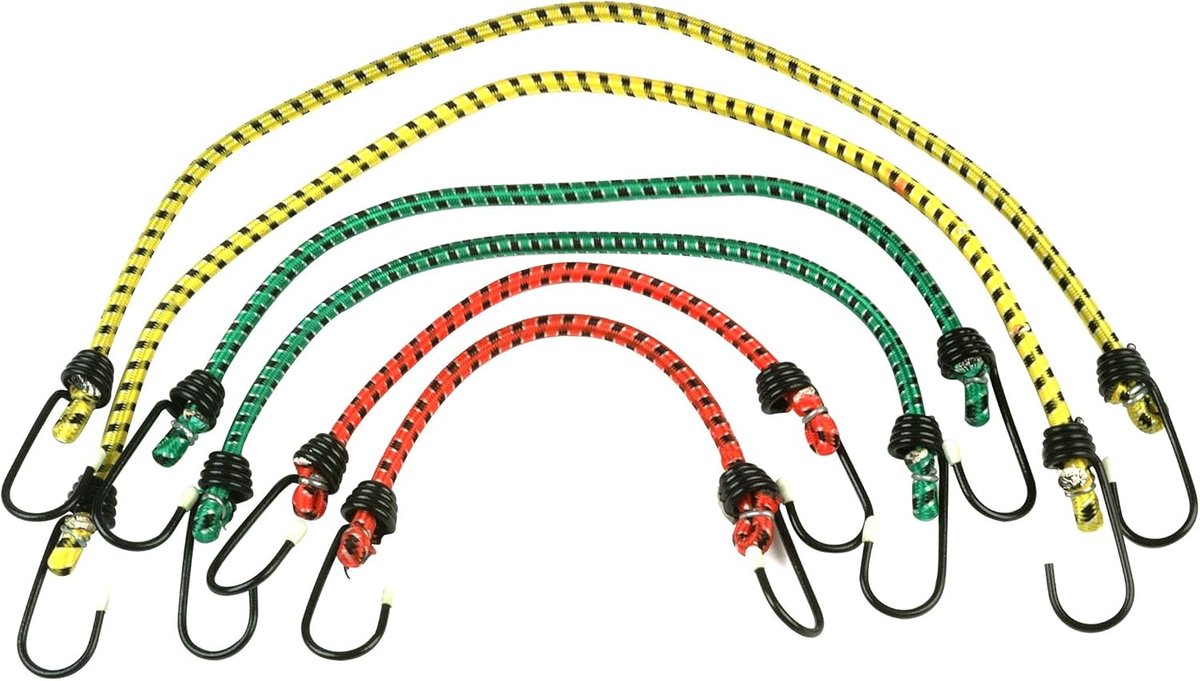 Thijox - 6-delige Bagagespannerset - Rekbaar Spanrubber met 2 Haken - Stalen Haken met PVC-bekleding - 30 cm, 45 cm & 60 cm - Ideaal voor Auto, Campin