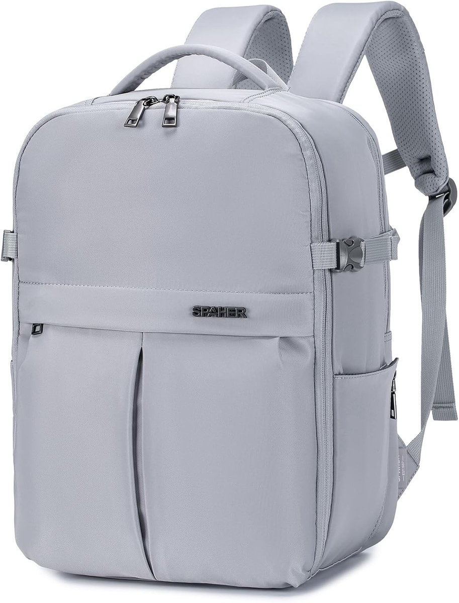 25L Reistas voor Cabin Luggage 40x30x20 voor Ryanair en Transavia, Grijs | 180° Opening, Waterdichte Stof, Laptopvak voor 15.6 Inch, Ideaal voor Reizen en Werk