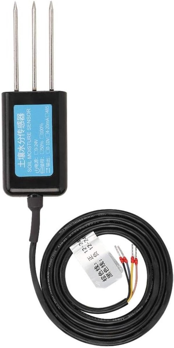 Vochtigheidsmeter voor Bodem, Waterdichte Sensor voor Tuin en Kweekkas, Meet Bodemvochtigheid en Luchtvochtigheid 0-10V