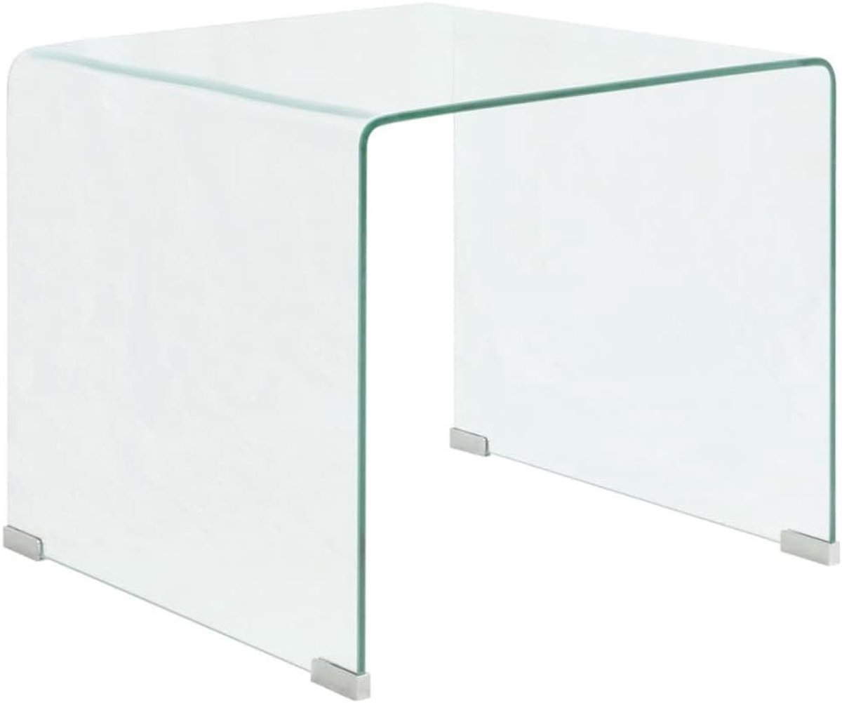 Salontafel Glas - Bijzettafel - Woonkamer Inrichting - Gehard Veiligheidsglas - 49.5x50x45cm - Transparant