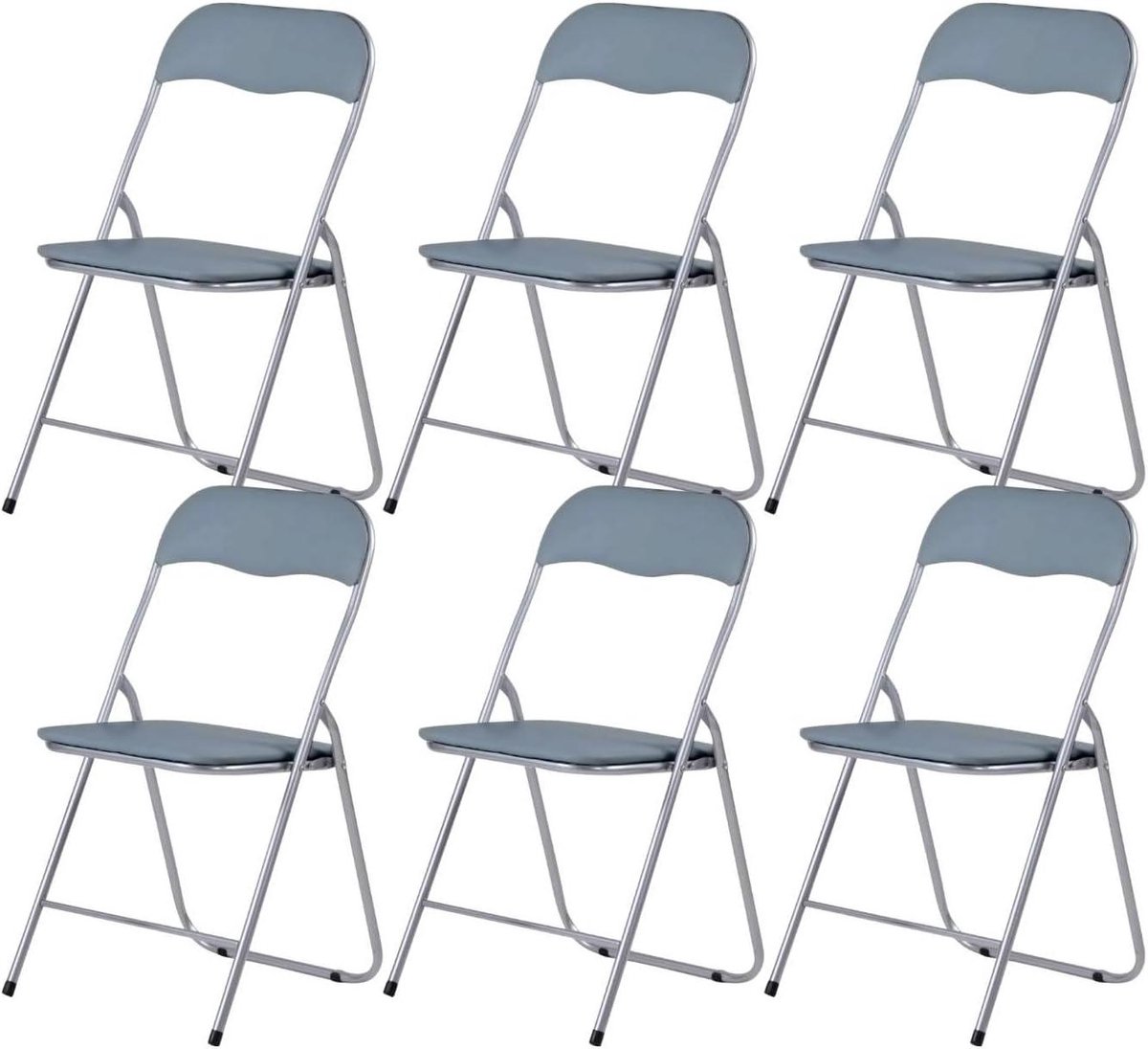 Klapstoelen Set - Opvouwbare Stoelen - Extra Zitplaatsen - Gewatteerde Zitting - 6 Stuks - Grijs