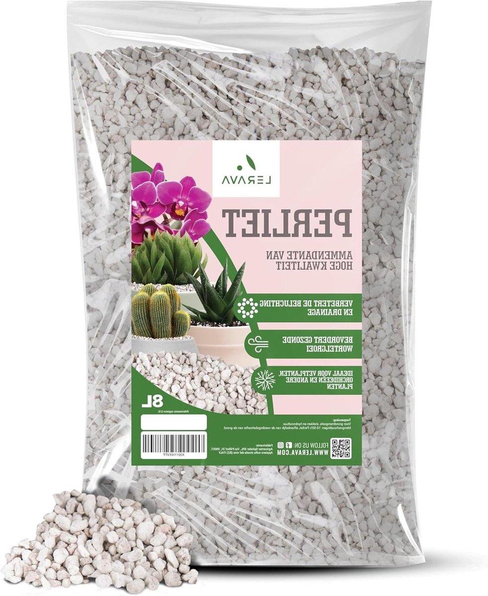 Perliet Bodemverbeteraar - Plantenkorrels Vulcaansteen - Planten Groei Optimaliseren - Natuurlijk Lichtgewicht Materiaal - 8 Liter - Wit