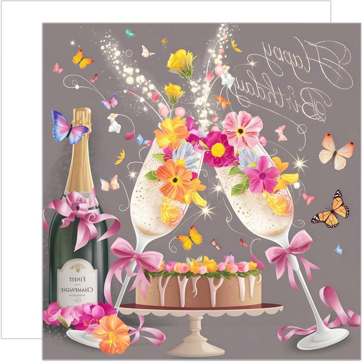 Verjaardagskaart - Wenskaart envelop - Feliciteren - Designer premium kwaliteit - 145 x 145 cm - Neutraal