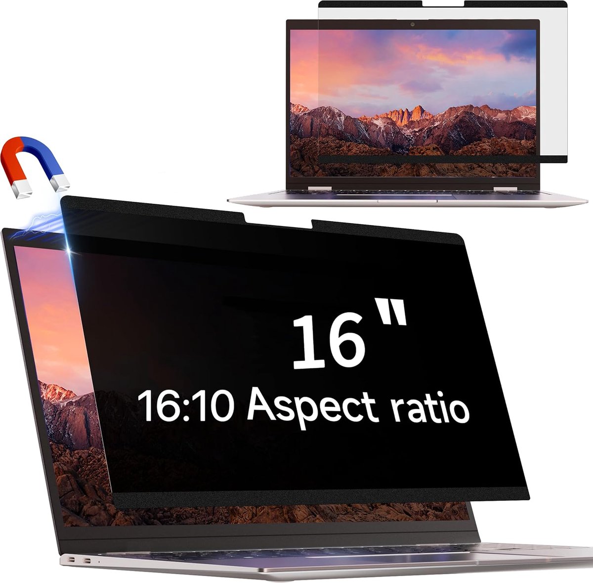 SnelShoppen - 16 Inch Magnetische Privacy Screen Film 16:10 Anti-Blauw Licht Glare Bescherming - Verwijderbare Privacy Filter voor Laptop