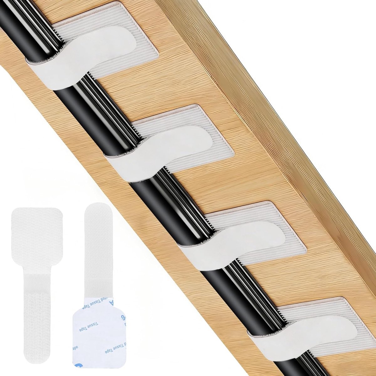 Thijox - Kabel-organizer 50 stuks, zelfklevend, herbruikbaar kabelmanagement voor kantoor en thuis, wit, ideaal voor bureau en elektronica