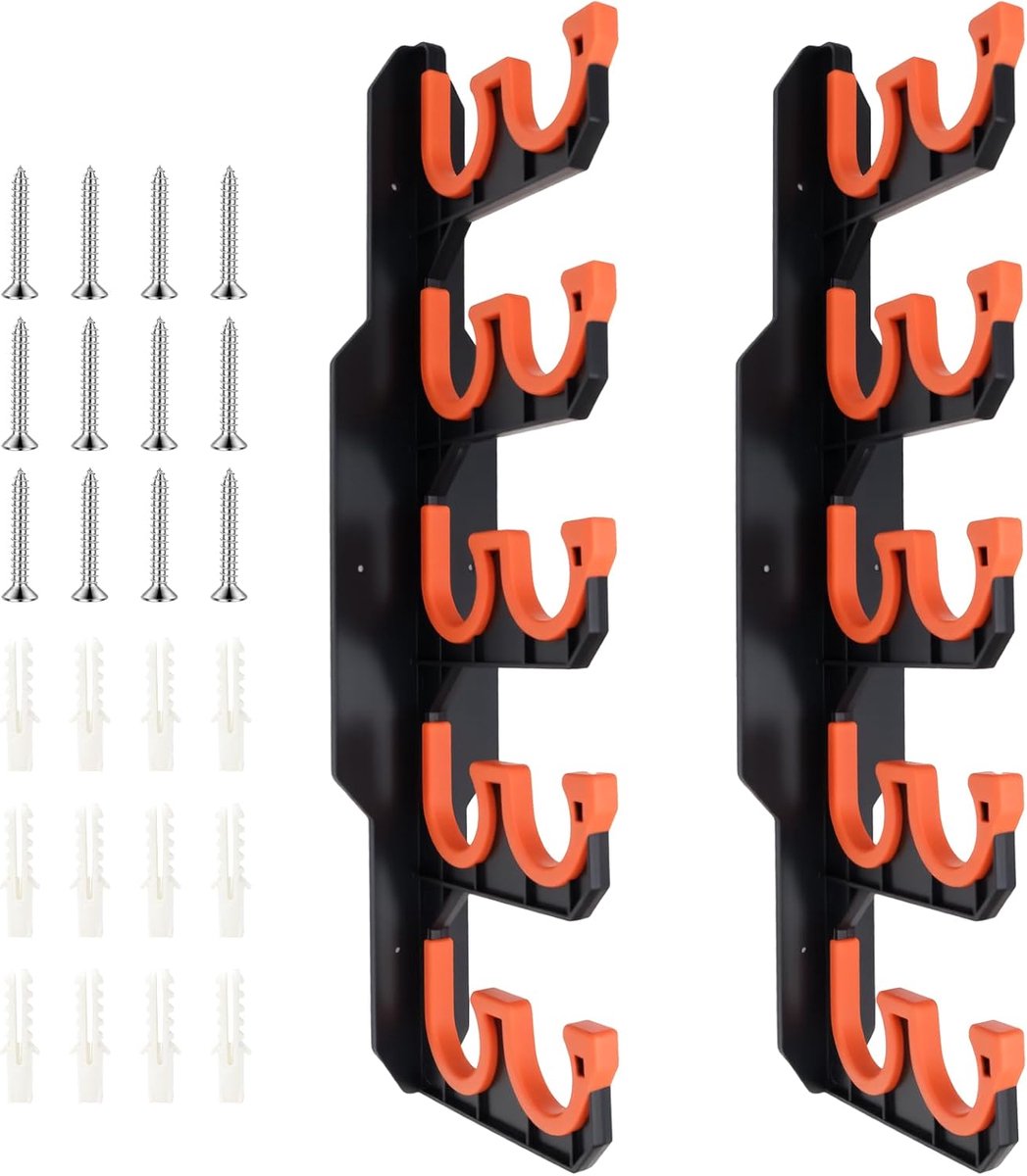 SnelShoppen - KOUHA Rod Holder Wandbevestiging en Display Rack voor Garage, Wandopbergrek voor Thuis en Garage, Oranje Cadeau voor Mannen