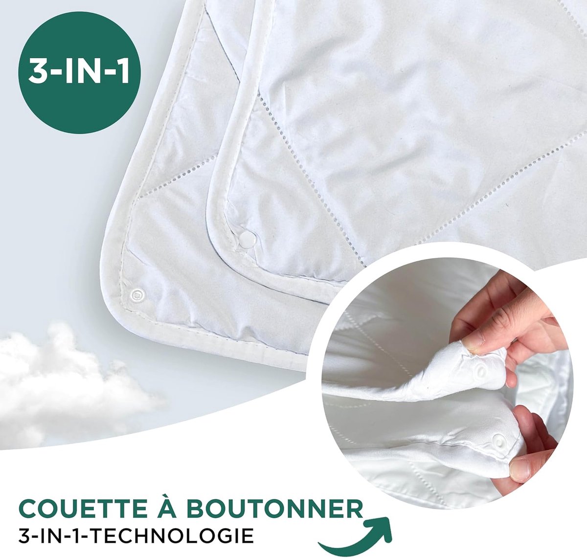 SnelShoppen - 4 Seizoenen Duvet 155x220 - Microvezel Dekbed Ademend en Comfortabel - Warme Winterdeken & Lichte Zomerdeken - Wasbare Beddeken voor het