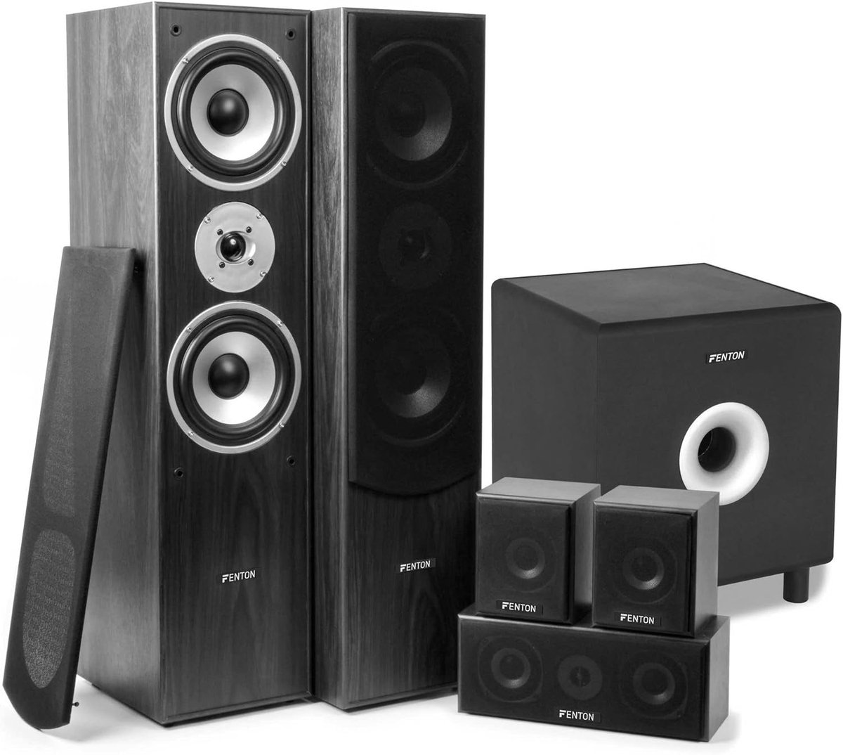 SnelShoppen - Home Cinema Set 5.1 Surround Speakers 510W met 8" Actieve Subwoofer 200W - Zwart voor Feest, Thuisbioscoop, Entertainment