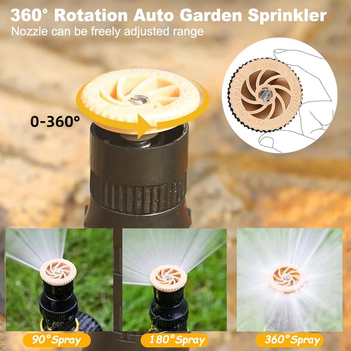 SnelShoppen - 3x Lawn Sprinklers, 360° Rotating Tuin Sprinklers, Multifunctionele Water Sprinkler voor Tuin, Gras, Buiten, Verstelbaar Wateringsysteem