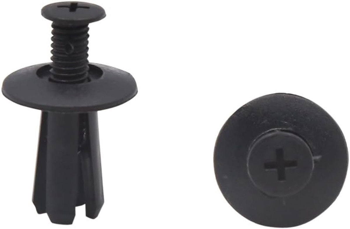 SnelShoppen - 50 Stuks Zwarte Auto Rivets Clips Schroeven voor Kofferbak Deur Bumper Bevestiging 8mm - Nylon - Perfect voor Defender en Interieur