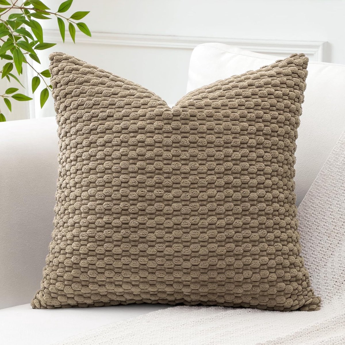 SnelShoppen - Ribfluwelen Kussensloop 60x60 cm, Geometrisch Corduroy Kussenhoes, Zachte Decoratieve Kussens voor Bank, Slaapkamer, Woonkamer, Kantoor,