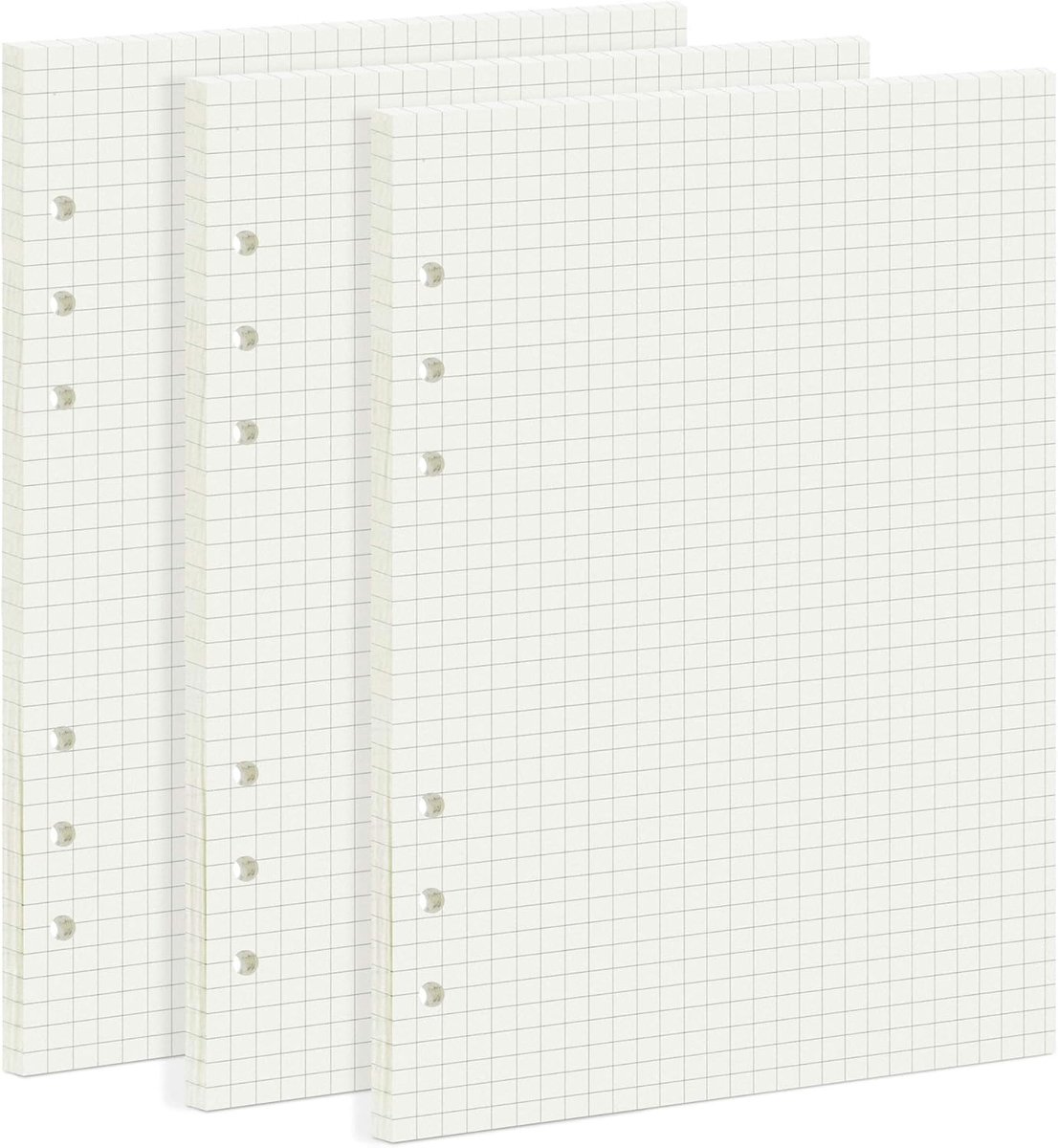 SnelShoppen - A5 Refill Papier 5mm Raster - 135 Vel, 100GSM, Crèmewit - Notitieboek Vullingen voor 6-Rings Bandmap - Bullet Journal Vellen & Studie Ag